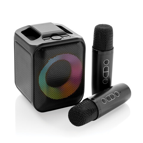 Singvibe Karaoke-Set mit Doppelmikrofon aus RCS rec. ABS schwarz bedrucken, Art.-Nr. P331.0601