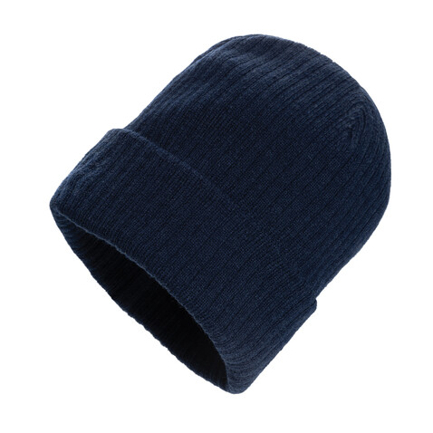 Pryor AWARE™ Polylana® Beanie mit Bündchen navy blau bedrucken, Art.-Nr. P453.4925