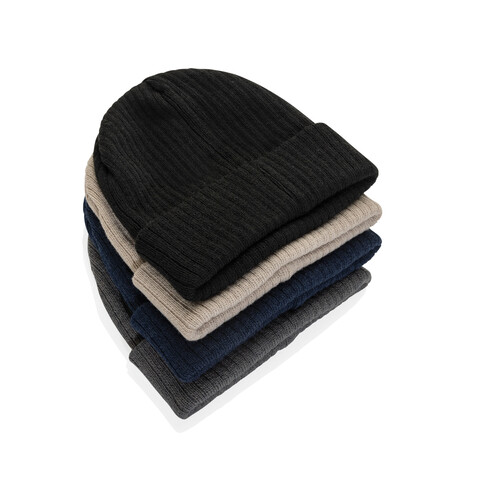 Pryor AWARE™ Polylana® Beanie mit Bündchen navy blau bedrucken, Art.-Nr. P453.4925
