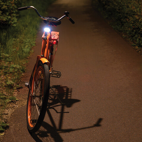 Lumino USB Fahrradlicht-Set aus RCS recyceltem Kunststoff schwarz bedrucken, Art.-Nr. P513.8401