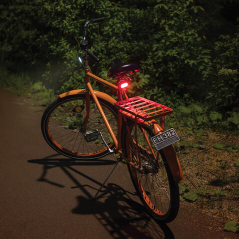 Lumino USB Fahrradlicht-Set aus RCS recyceltem Kunststoff schwarz bedrucken, Art.-Nr. P513.8401