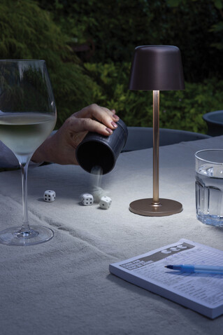Zenic USB Tischleuchte aus RCS recyceltem Kunststoff Bronze bedrucken, Art.-Nr. P513.9732
