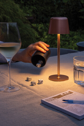 Zenic USB Tischleuchte aus RCS recyceltem Kunststoff Bronze bedrucken, Art.-Nr. P513.9732