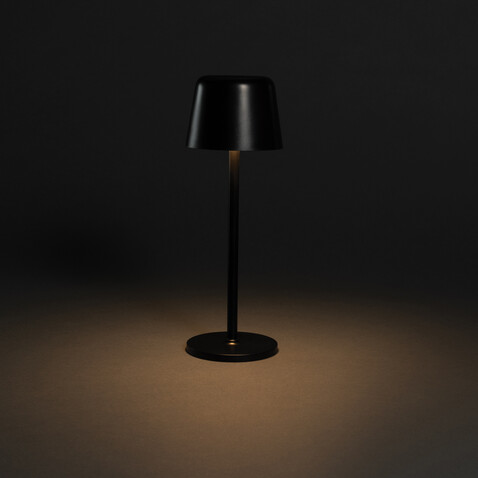 Zenic USB Tischleuchte aus RCS recyceltem Kunststoff schwarz bedrucken, Art.-Nr. P513.9701