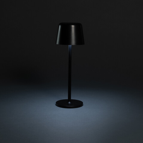 Zenic USB Tischleuchte aus RCS recyceltem Kunststoff schwarz bedrucken, Art.-Nr. P513.9701
