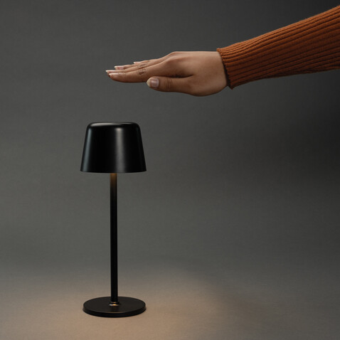 Zenic USB Tischleuchte aus RCS recyceltem Kunststoff schwarz bedrucken, Art.-Nr. P513.9701