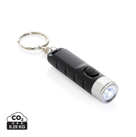 Globix USB Schlüsselanhänger-Taschenlampe aus RCS rABS schwarz bedrucken, Art.-Nr. P514.0201