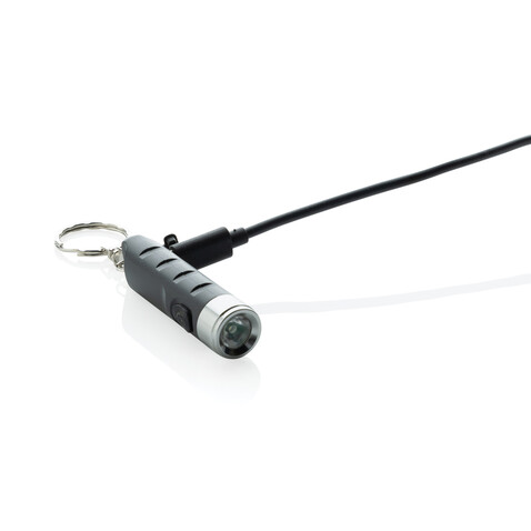 Globix USB Schlüsselanhänger-Taschenlampe aus RCS rABS schwarz bedrucken, Art.-Nr. P514.0201