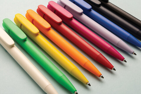 Devin Solid Stift aus GRS zertifiziertem rABS lila bedrucken, Art.-Nr. P611.2730
