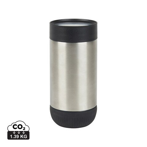 VINGA Erie 350ml Becher aus RCS rec. Stainless-Steel silber, schwarz bedrucken, Art.-Nr. V4321002