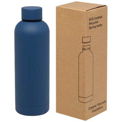 Spring 500 ml RCS-zertifizierte Kupfer-Vakuum Isolierflasche aus recyceltem Edelstahl, Ozeanblau bedrucken, Art.-Nr. 10079851