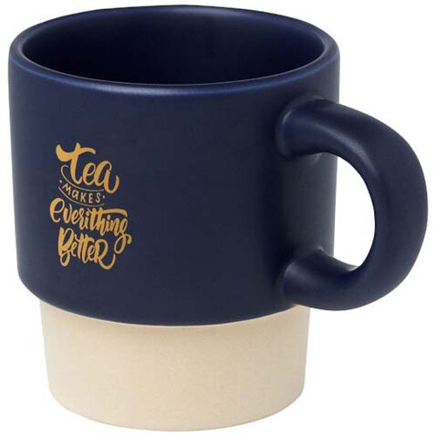 Olympia 130 ml stapelbarer Expresso Becher mit Tonboden, navy bedrucken, Art.-Nr. 10080555