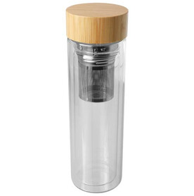 Bailey 400 ml Flasche aus Borosilikatglas mit Infuser und Bambusdeckel, transparent klar bedrucken, Art.-Nr. 10081001