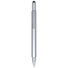 Dora Multifunktionsstift aus recyceltem Aluminium (schwarze Mine), silber bedrucken, Art.-Nr. 10790881