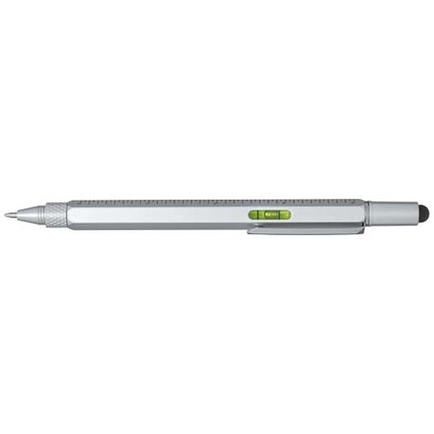 Dora Multifunktionsstift aus recyceltem Aluminium (schwarze Mine), silber bedrucken, Art.-Nr. 10790881