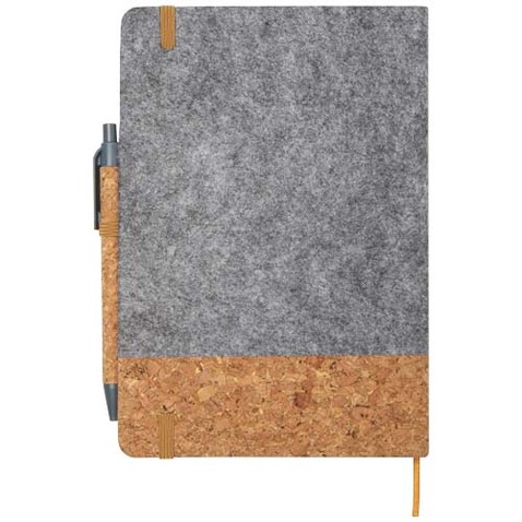 Veronica A5 Hardcover Notizbuch, grau, natur bedrucken, Art.-Nr. 10791382