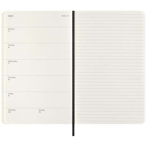 Moleskine 100 % VEGEA®. Boa Softcover 12 Monate Wochenkalender L, schwarz bedrucken, Art.-Nr. 10795190