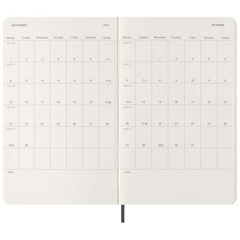 Moleskine 100 % VEGEA®. Boa Softcover 12 Monate Wochenkalender L, schwarz bedrucken, Art.-Nr. 10795190