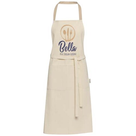 Nia 200 g/m² Schürze aus recycelter Baumwolle, Oatmeal bedrucken, Art.-Nr. 11332507