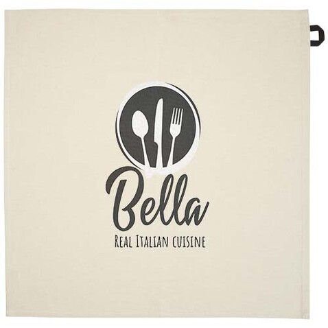 Alora 200 g/m² Küchenhandtuch aus recycelter Baumwolle, schwarz bedrucken, Art.-Nr. 11332690