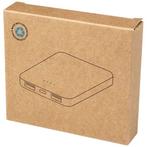 Asama 5000 mAh Typ-C Powerbank aus recyceltem Kunststoff, weiss bedrucken, Art.-Nr. 12438301