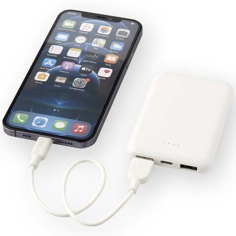 Asama 5000 mAh Typ-C Powerbank aus recyceltem Kunststoff, weiss bedrucken, Art.-Nr. 12438301
