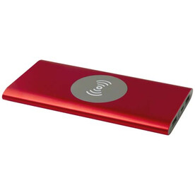 Juice 8000 mAh Typ-C kabellose Powerbank aus recyceltem Aluminium, rot bedrucken, Art.-Nr. 12438521