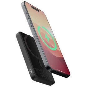 Xtorm FS5W051 5000 mAh magnetische kabellose Powerbank, schwarz bedrucken, Art.-Nr. 12441090