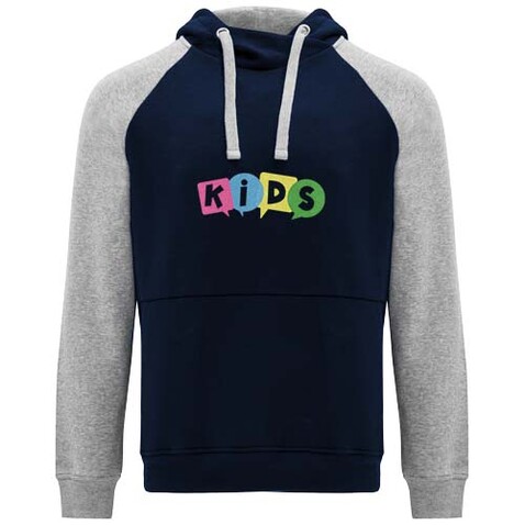 Badet zweifarbiger Kapuzenpullover für Kinder, Navy Blue, heather grau bedrucken, Art.-Nr. K10588GG