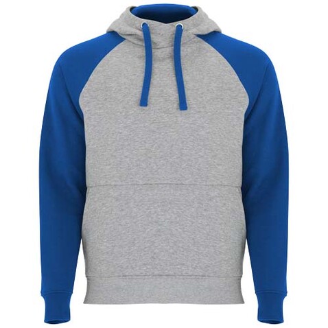 Badet zweifarbiger Kapuzenpullover für Kinder, heather grau, royalblau bedrucken, Art.-Nr. K1058B2C