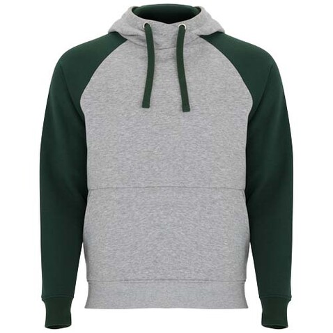 Badet zweifarbiger Kapuzenpullover für Kinder, heather grau, dunkelgrün bedrucken, Art.-Nr. K1058B4J