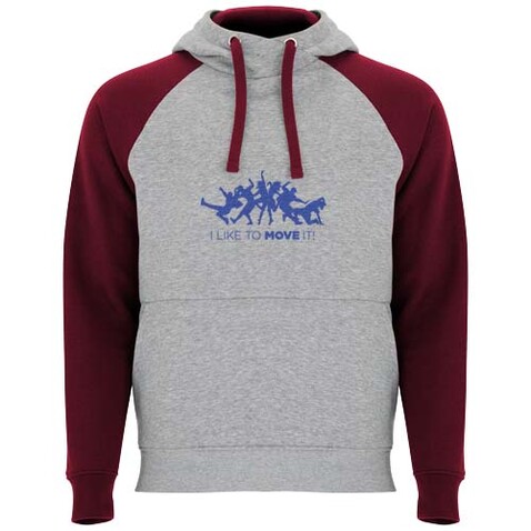 Badet zweifarbiger Kapuzenpullover für Kinder, heather grau, Garnet bedrucken, Art.-Nr. K1058B5E