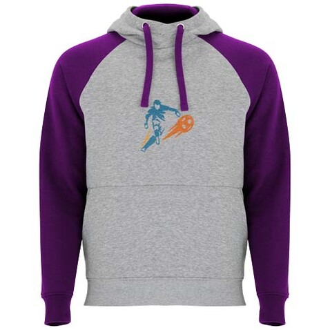 Badet zweifarbiger Kapuzenpullover für Kinder, heather grau, lila bedrucken, Art.-Nr. K1058B7G