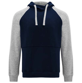 Badet zweifarbiger Kapuzenpullover Unisex, Navy Blue, heather grau bedrucken, Art.-Nr. R10588G4