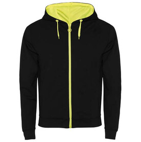 Fuji Kaputzensweatjacke Unisex, schwarz, Fluor Yellow bedrucken, Art.-Nr. R1105A61