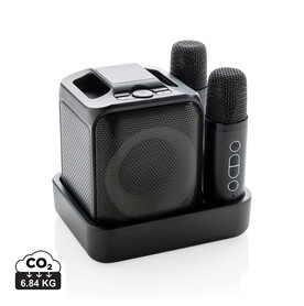 Singvibe Karaoke-Set mit Doppelmikrofon aus RCS rec. ABS schwarz bedrucken, Art.-Nr. P331.0601