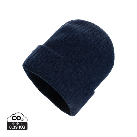 Pryor AWARE™ Polylana® Beanie mit Bündchen navy blau bedrucken, Art.-Nr. P453.4925