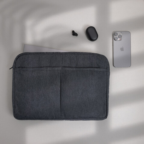 Laluka AWARE™ 15,6&quot; Laptoptasche aus recycelter Baumwolle anthrazit bedrucken, Art.-Nr. P788.149