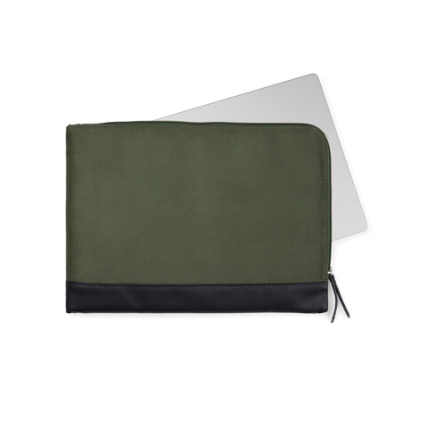 VINGA Marlow 14&quot; Laptop Sleeve aus RCS recyceltem Polyester grün, schwarz bedrucken, Art.-Nr. V7880809