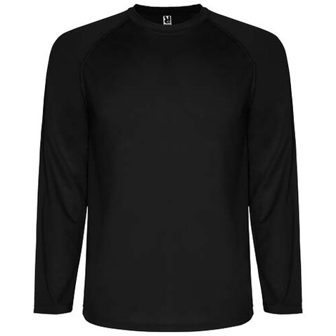 Montecarlo Langarm-Sport-Shirt für Kinder, schwarz bedrucken, Art.-Nr. K04153OD