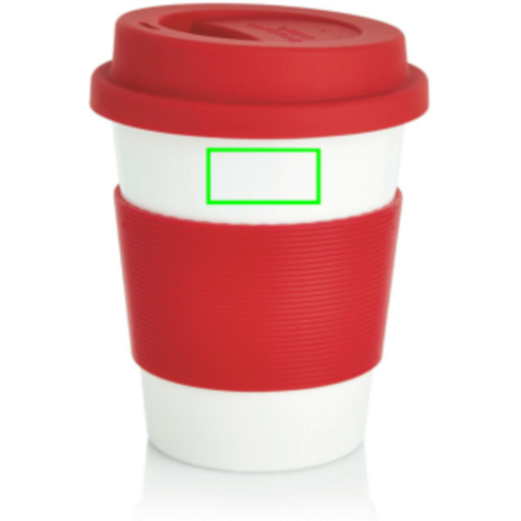 ECO PLA Kaffeebecher rot, weiß bedrucken, Art.-Nr. P432.884