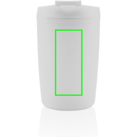 GRS recycelter PP-Becher mit Flip-Deckel weiß bedrucken, Art.-Nr. P433.083