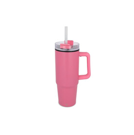 Miami Becher mit Henkel und Strohhalm 800ml - Rosa bedrucken, Art.-Nr. LT57004-N0076
