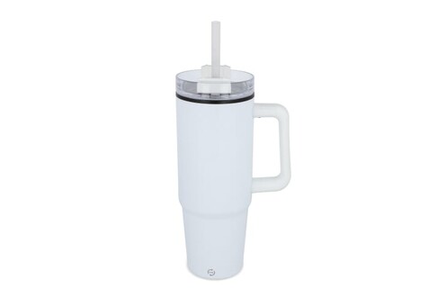 Miami Becher mit Henkel und Strohhalm 800ml - Weiss bedrucken, Art.-Nr. LT57004-N0001
