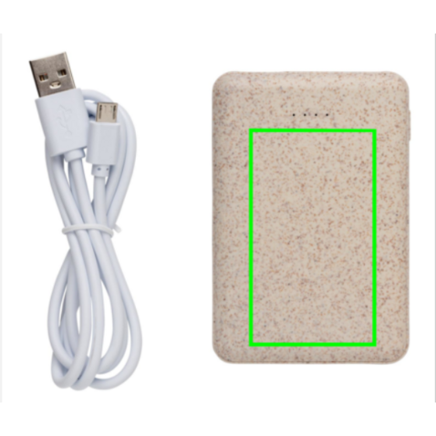 Weizenstroh 5.000 mAh Pocket Powerbank khaki bedrucken, Art.-Nr. P322.139