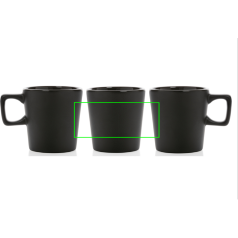 Moderne Keramik Kaffeetasse, 300ml schwarz, schwarz bedrucken, Art.-Nr. P434.051