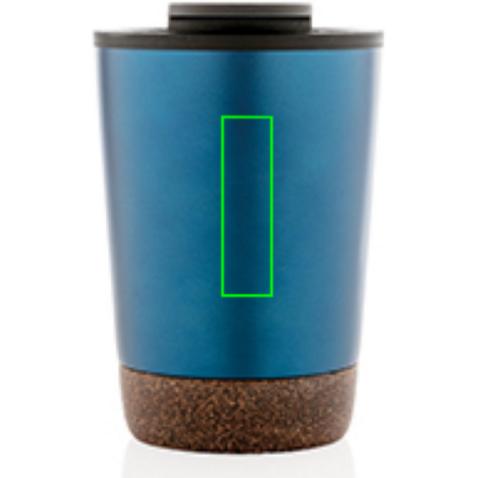 GRS rPP Edelstahl-Kaffeebecher mit Kork blau bedrucken, Art.-Nr. P435.075