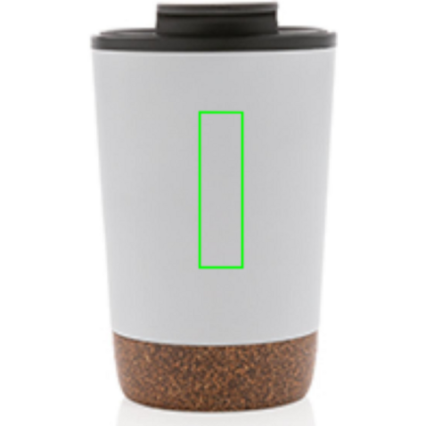 GRS rPP Edelstahl-Kaffeebecher mit Kork weiß bedrucken, Art.-Nr. P435.073