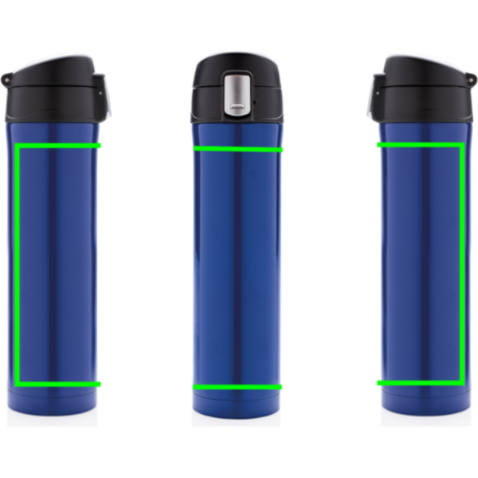 Easy Lock Vakuum-Flasche aus RCS recyceltem Stahl blau bedrucken, Art.-Nr. P435.505
