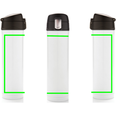 Easy Lock Vakuum-Flasche aus RCS recyceltem Stahl weiß bedrucken, Art.-Nr. P435.503